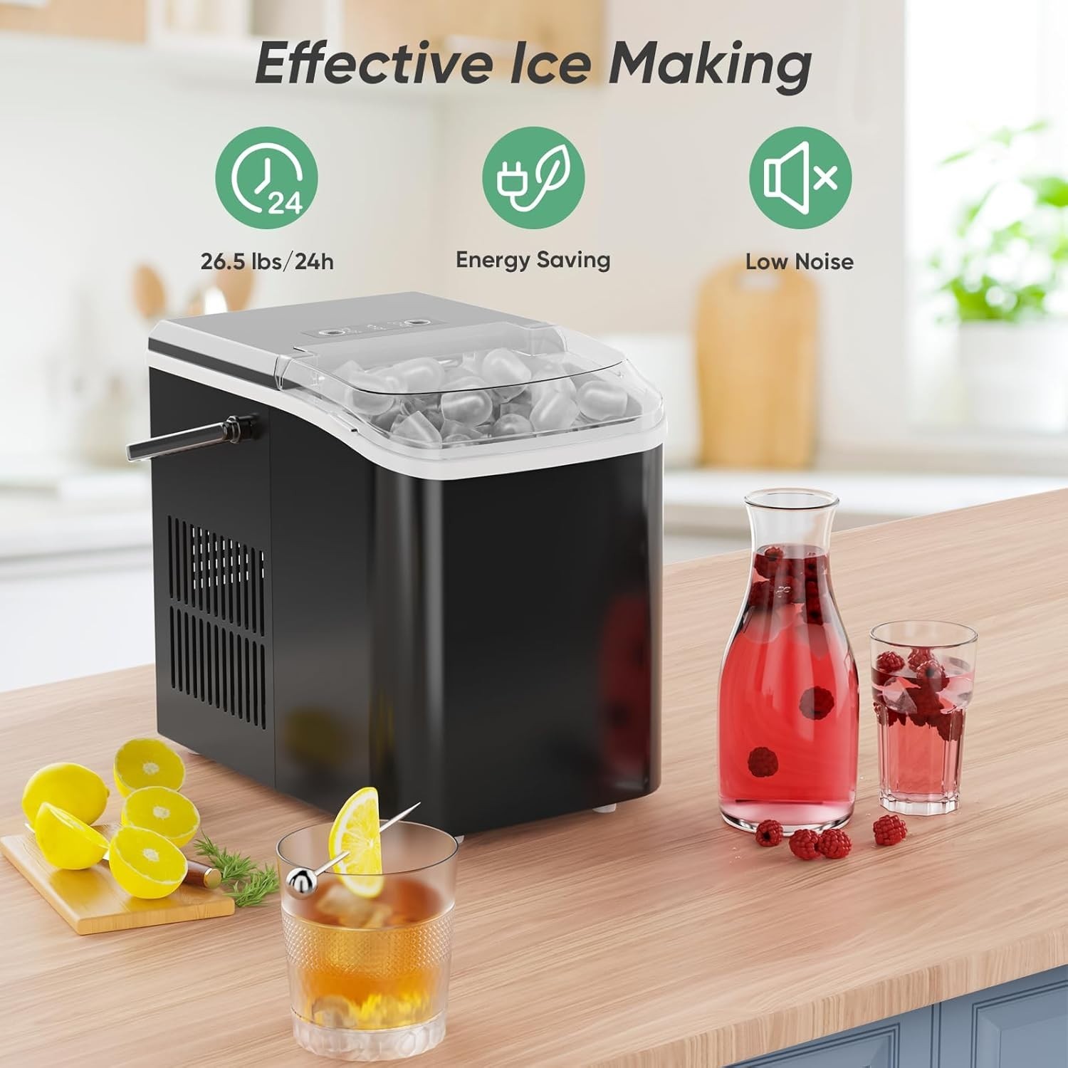 NEW Countertop Ice Maker 26lbs/24H Portable 9-Cube Quick Self-Cleaning Black gallery