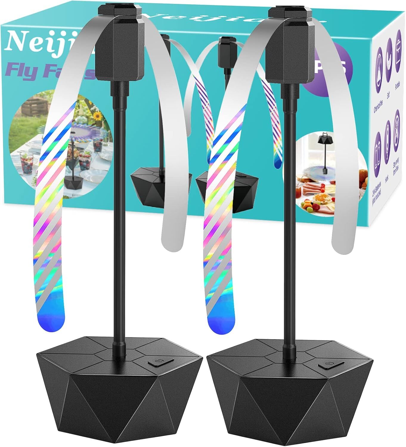 2PCS Fly Fans for Tables,Soundless and Portable Fly Fan Keeps Your Food Clean🔥 gallery