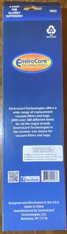 Enviro Care Technologies Heap Filter Hoover Twin Chamber Vacuums F923 New gallery