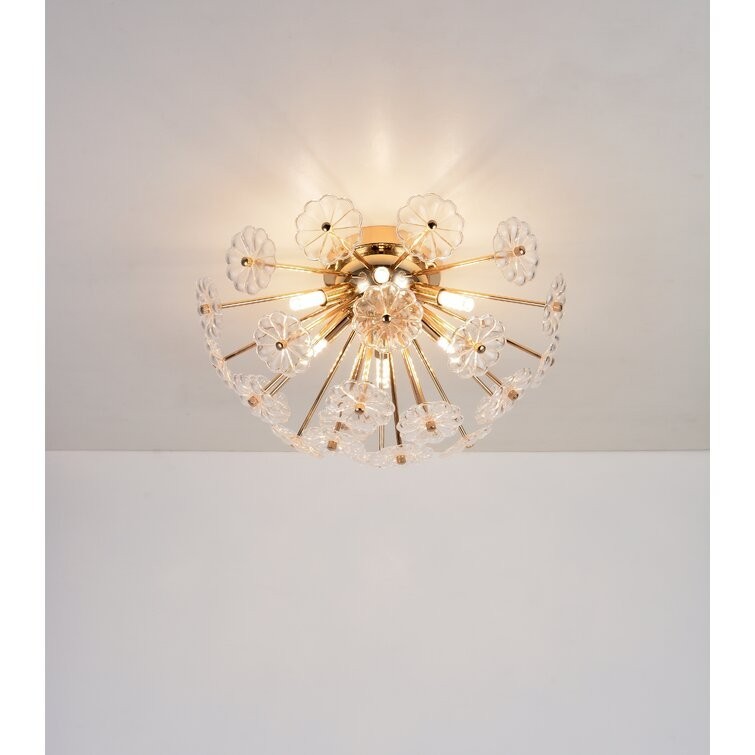 Gold Crystal Flush Mount Ceiling Lamp Light for Bedroom Dining Room gallery