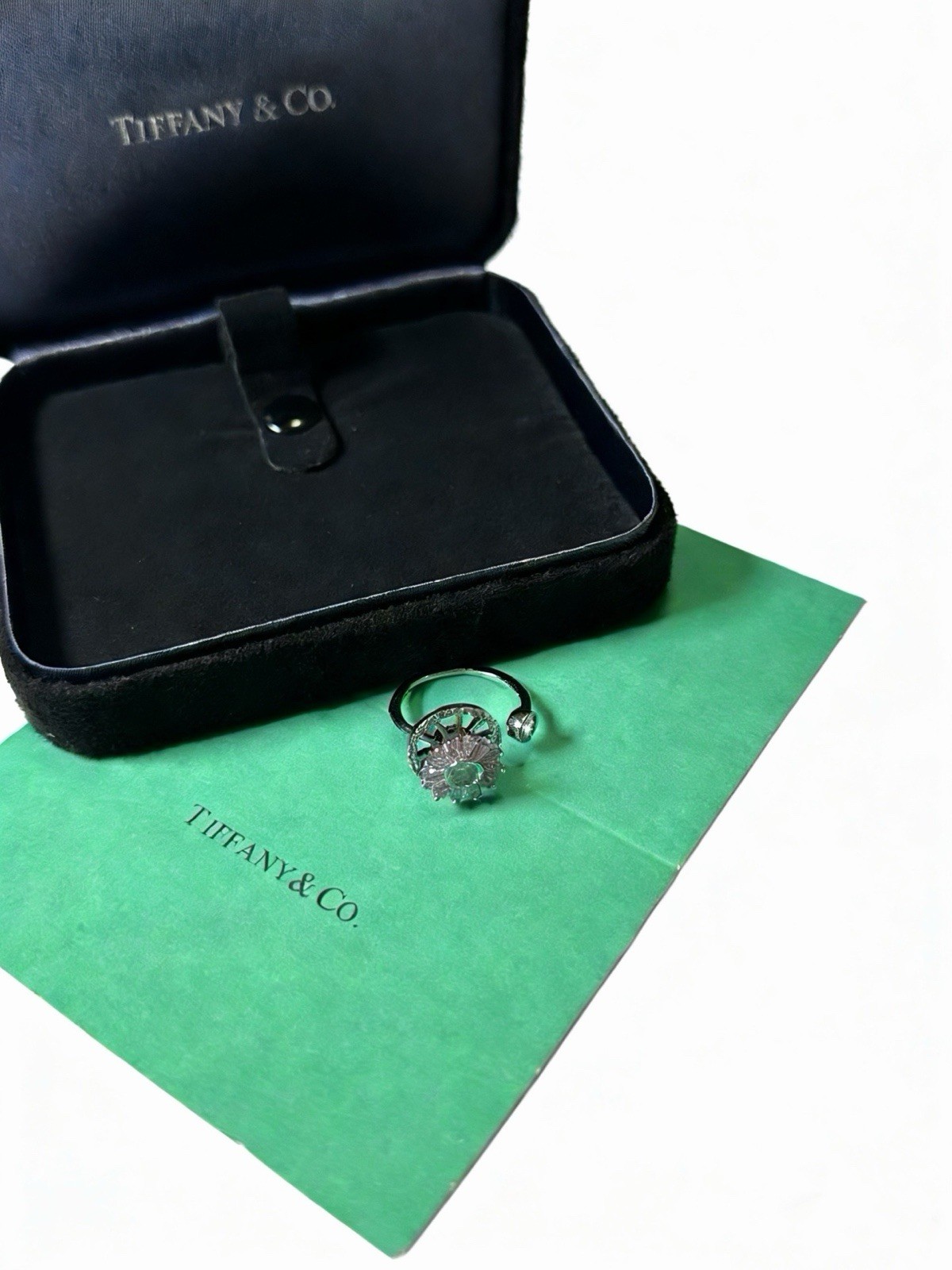 Tiffany & Co. Round Diamond Halo Engagement Ring White Gold Silver Tone gallery