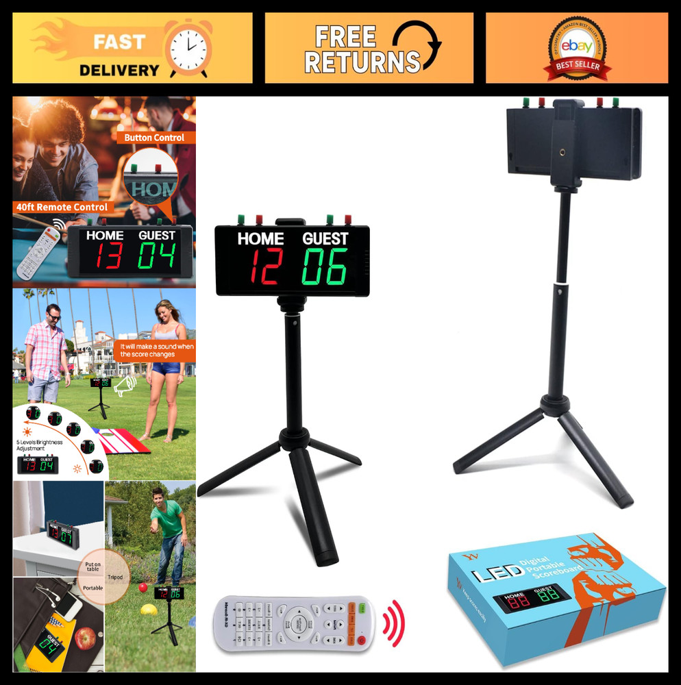 Portable Battery-Powered Digital Scoreboard Timer with Remote - Ideal for Cornho