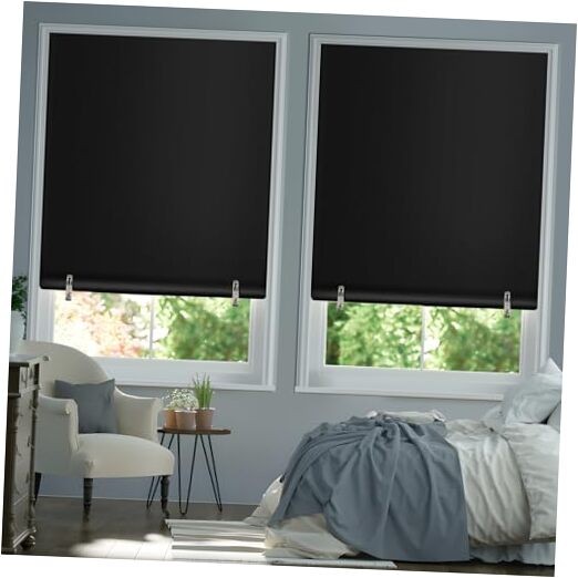 2Packout Roller Window Shades, Cordless Blinds for 36"W x 72"H x2pack Black gallery