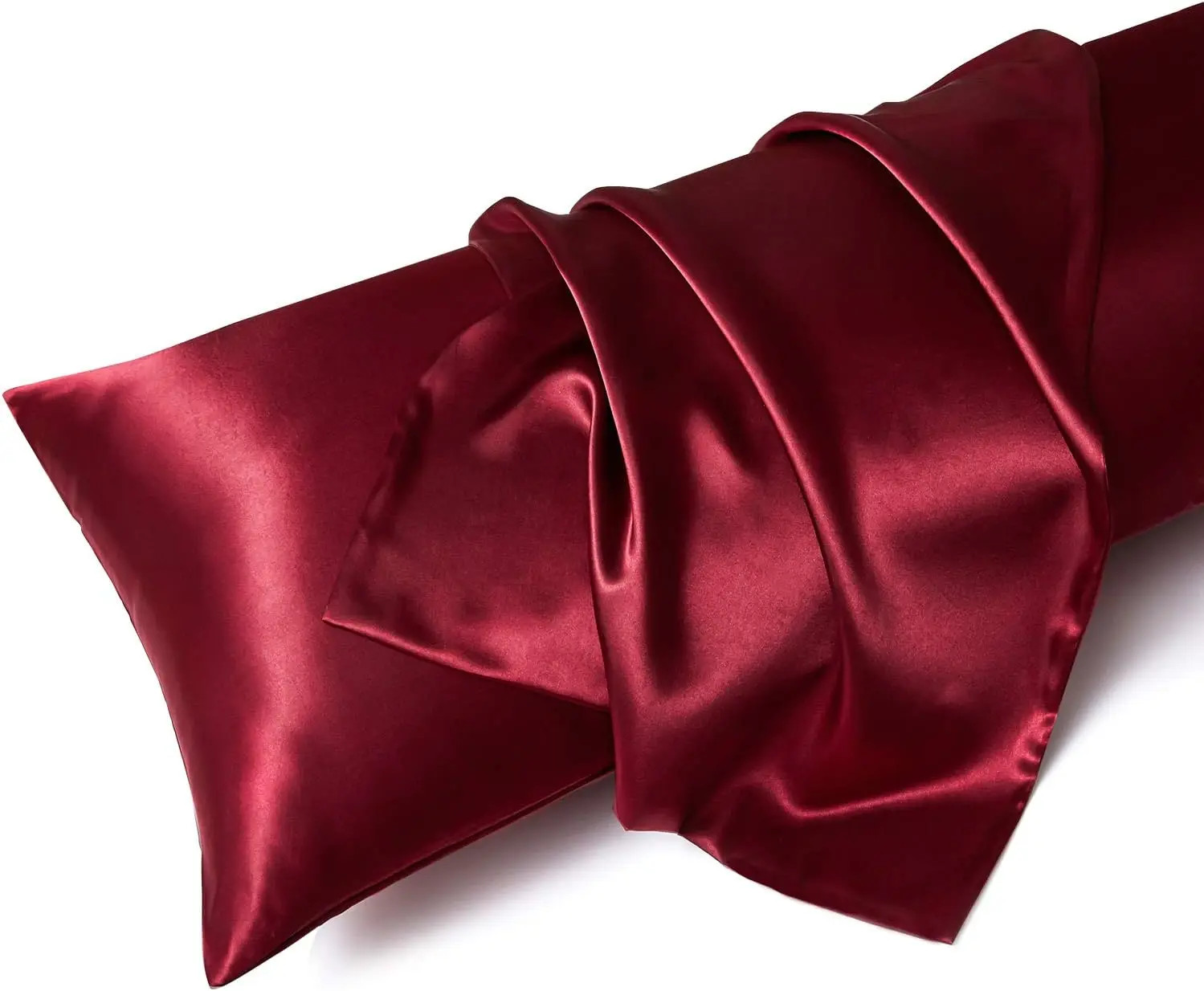 2PCS Satin Envelope Closure Pillowcases Plain Colour Soft Pillow Sham Queen King gallery