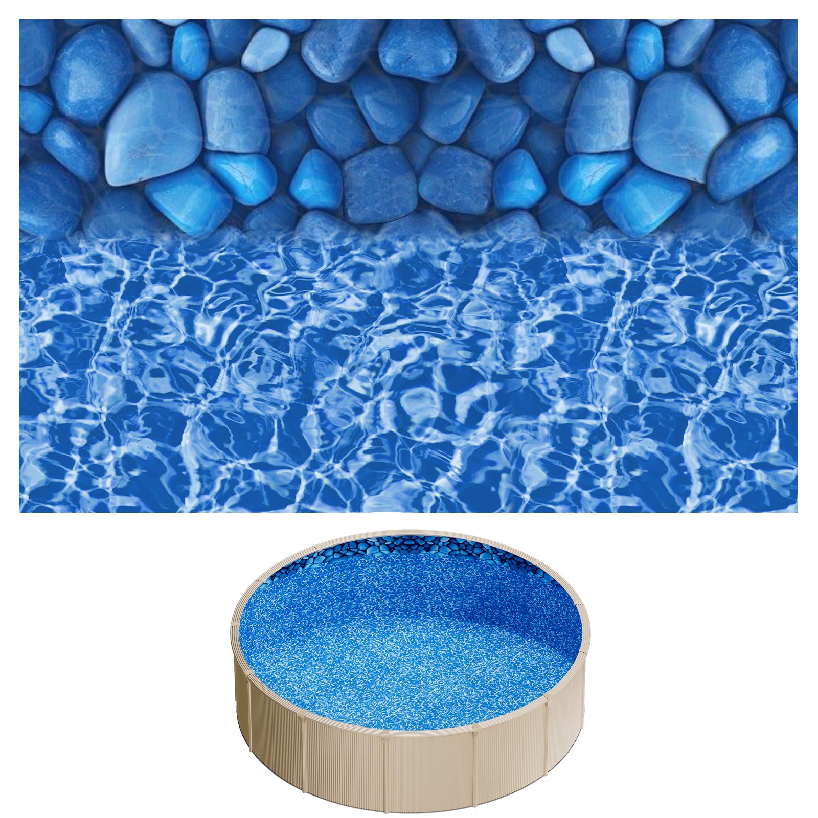 Uimoso 15ft Round Overlap Pool Liner 54in Wall Height Durable Vinyl with Boulder gallery