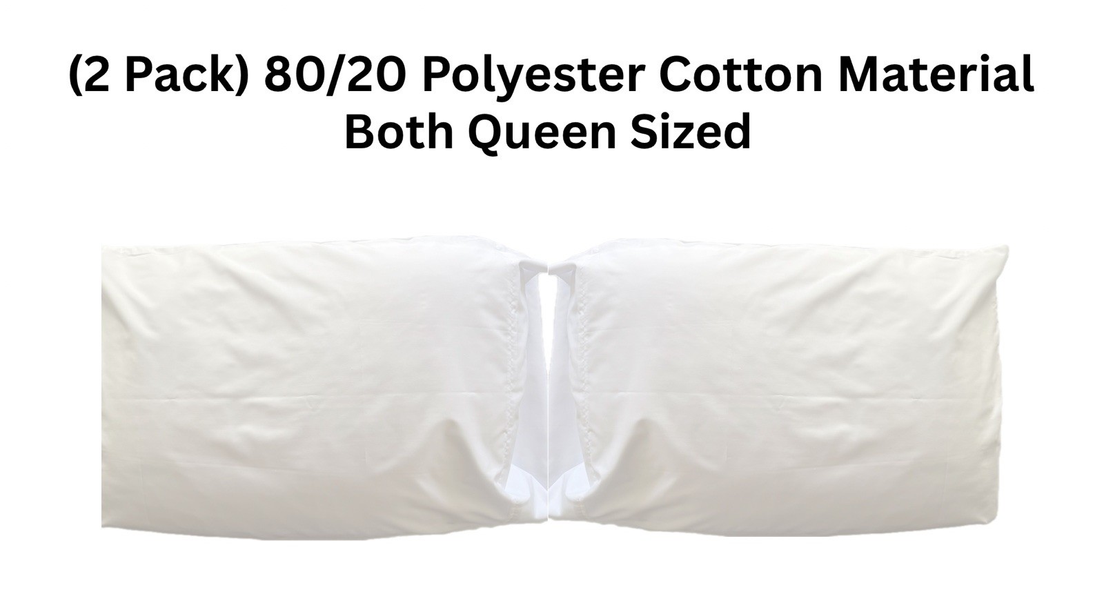 (Pack Of 2) NEW White Polyester Cotton Blend Pillowcases Durable Fabric Sz Queen gallery
