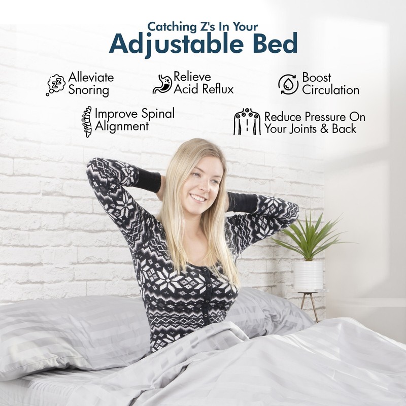 Renanim Electric Adjustable Bed Frame Wireless Remote with 14" Mattress APP USB gallery