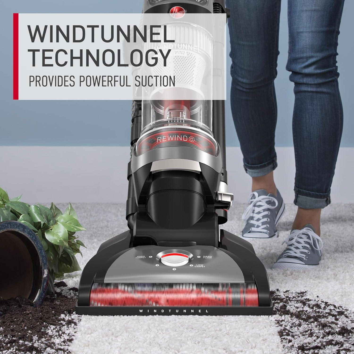 Hoover Windtunnel Cord Rewind Pro Bagless Vacuum Cleaner, Corded Upright Vacuum gallery