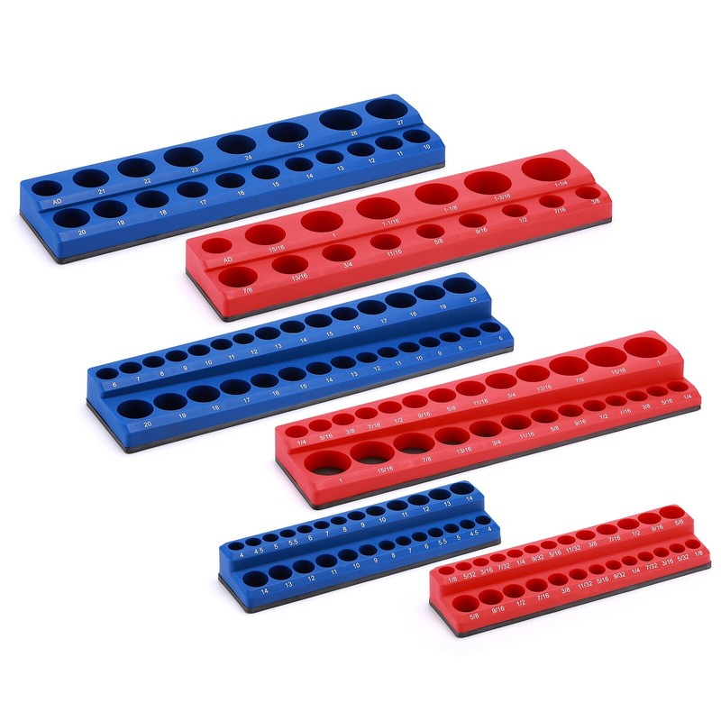 6PCS Magnetic Socket Organizer Holder, 1/4", 3/8", 1/2"Dr. 143 Slots SAE&Metric gallery