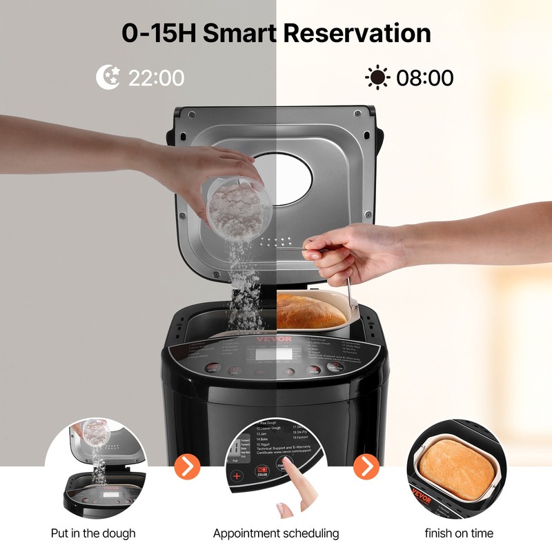 VEVOR 2LB 19-in-1 Bread Maker Automatic Compact Dough Machine Nonstick 3 Colors gallery