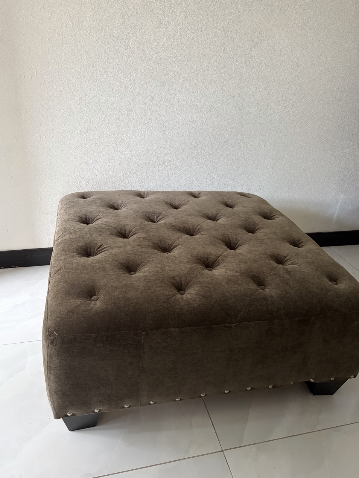 Modern Tufted Square Ottoman/Coffee Table- Gray 40x40 gallery