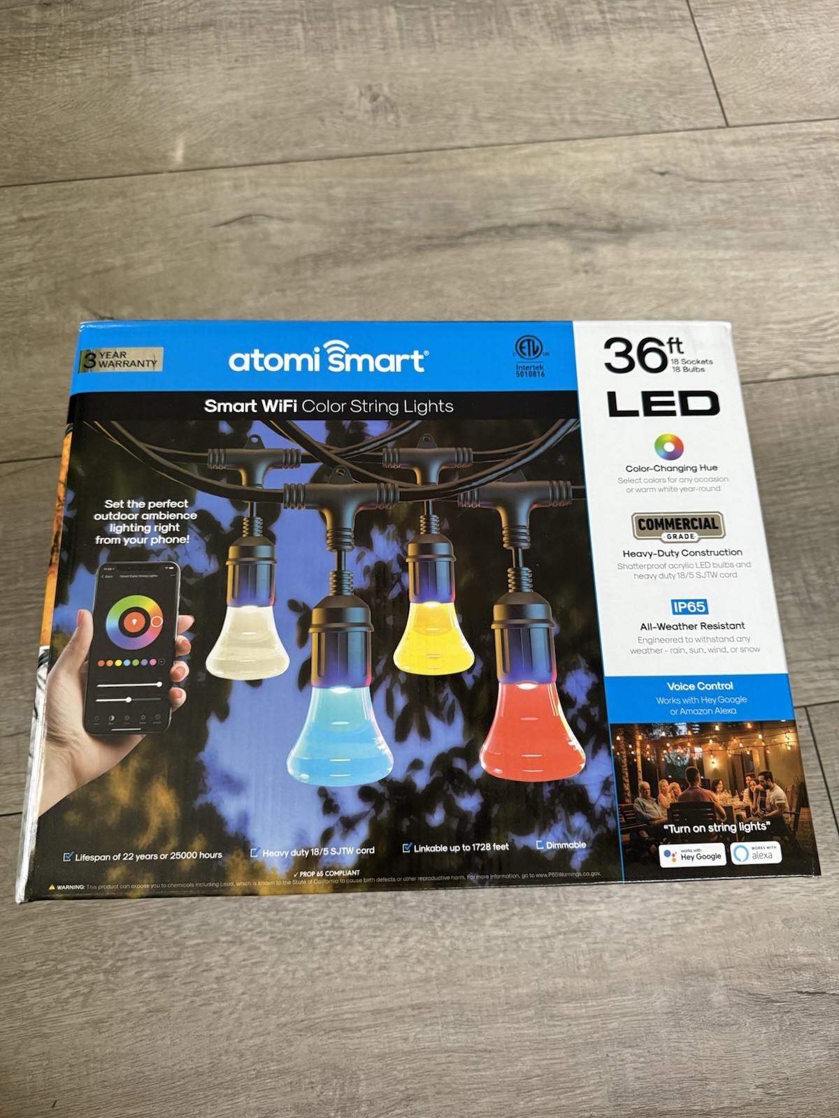 Atomi Smart Wi-Fi Color Outdoor String Lights - App controlled - 36ft gallery