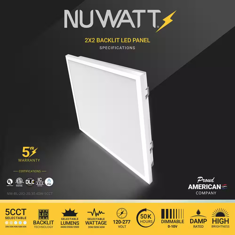 2 Ft. X 2 Ft. Integrated LED Panel Drop Ceiling Lights 0-10V Dimmable 40/30/20W gallery