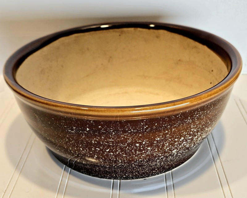 Vintage Rustic Brown Speckled Pottery Decorative Bowl 9.5" Farmhouse Accent gallery
