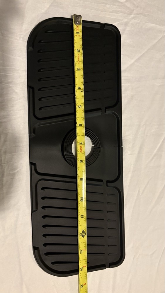 Orange Black Plastic Sink Mat with Center Drain Hole, 21-25 in Length
