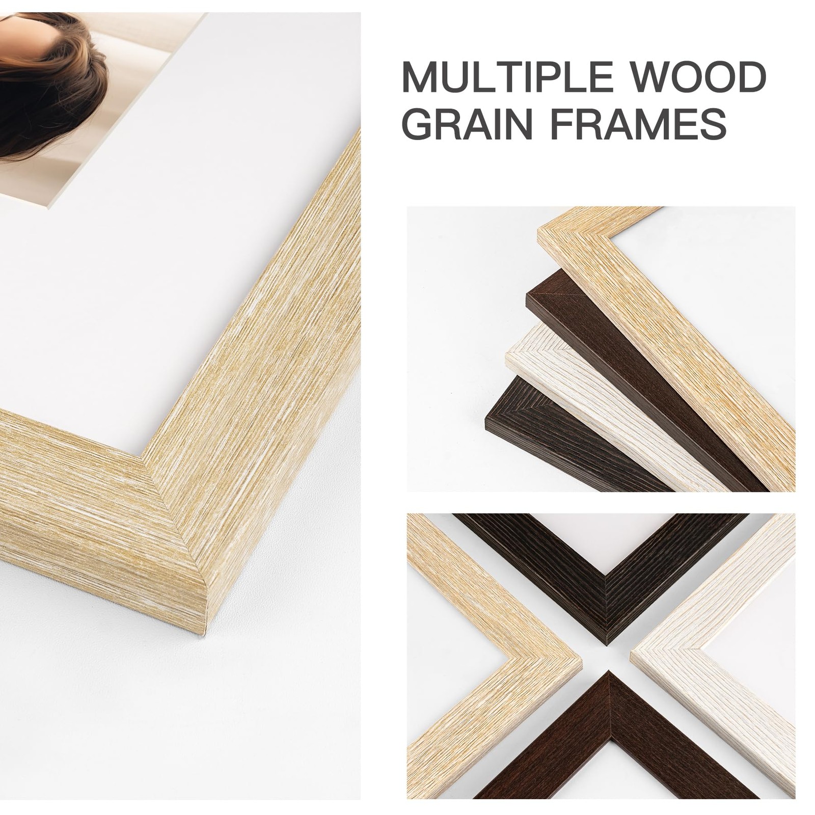 16x20 Picture Frame with Mat for 11x14 Set of 3, Natural Wood Grain 16x20 Frames gallery