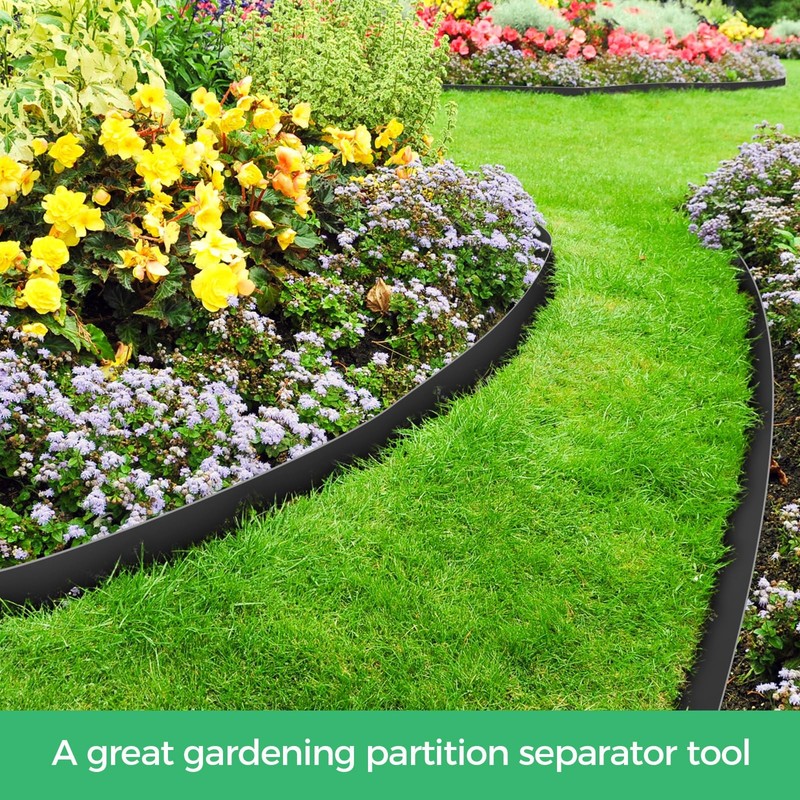 2in x 50ft Flexible Plastic Lawn Edging with 75 Spikes Black gallery