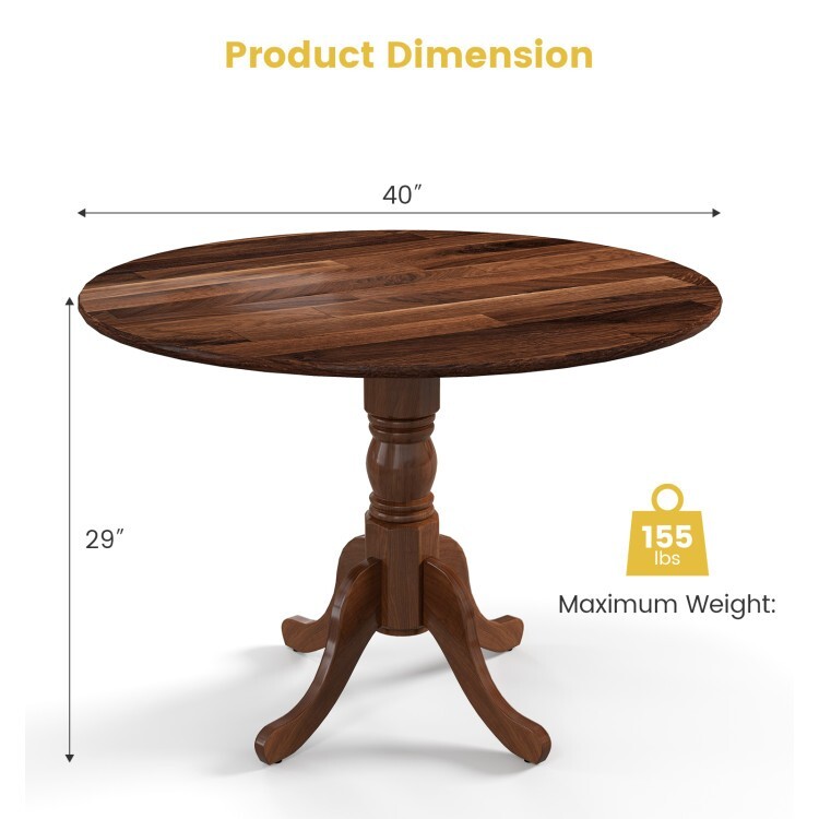 Modern Round Dining Table Solid Wood Resistant Living Room w/Curved Trestle Legs gallery