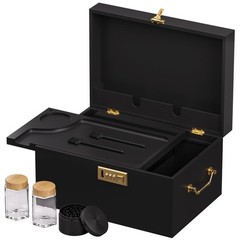 Lockable stash box with rolling tray – Premium bamboo Large, Black