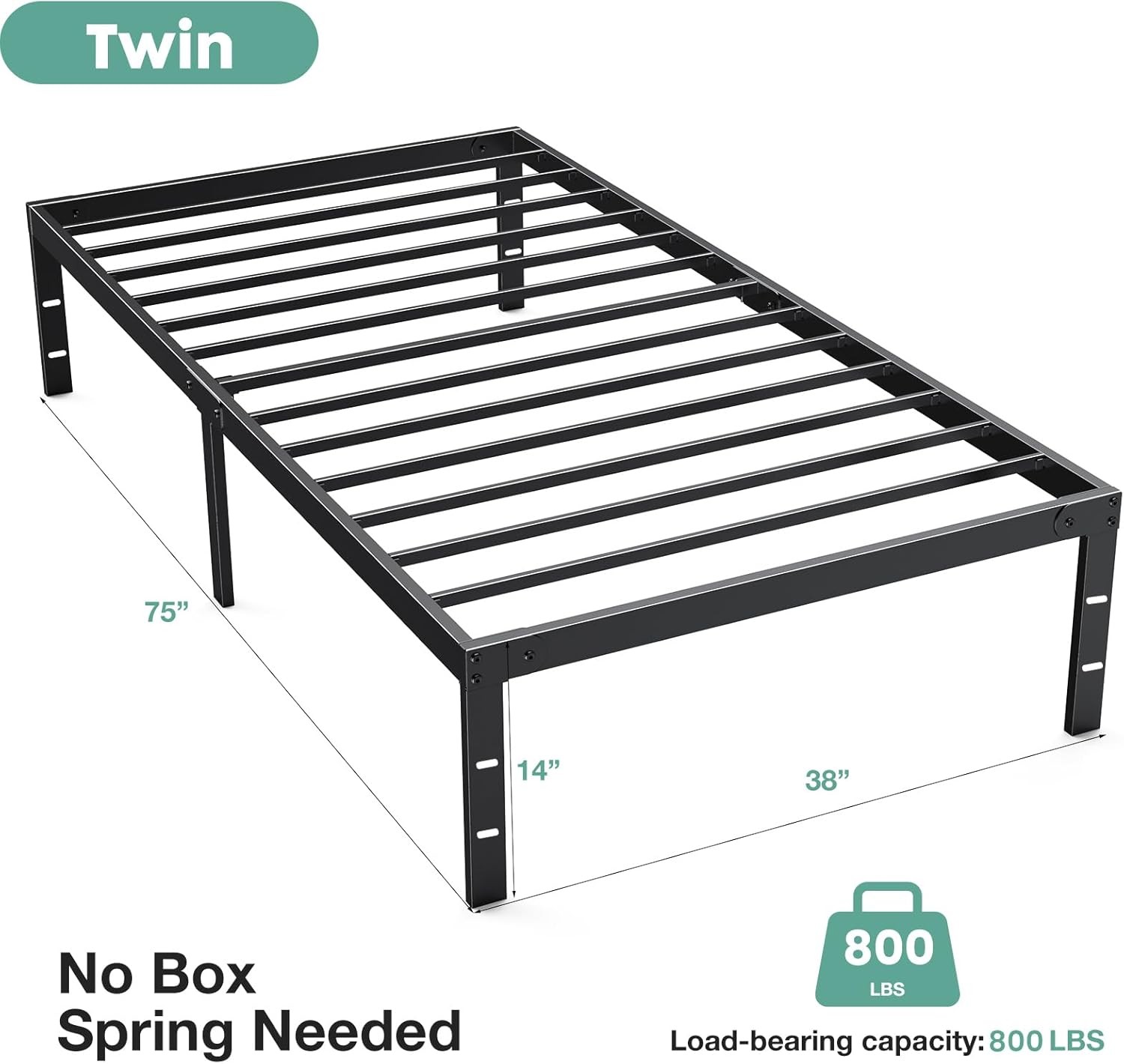 Sweetcrispy Twin Bed Frame - Heavy Duty Metal Platform Bed Frames Twin Size gallery