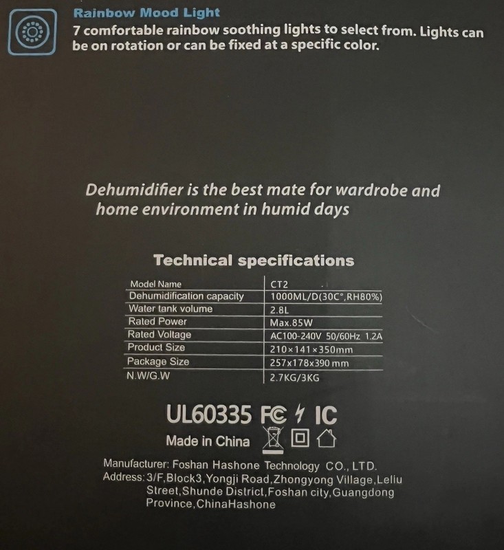 Simsen CT2 White Compact Lightweight Sleep Mode 2.8L Dehumidifier Open Box gallery