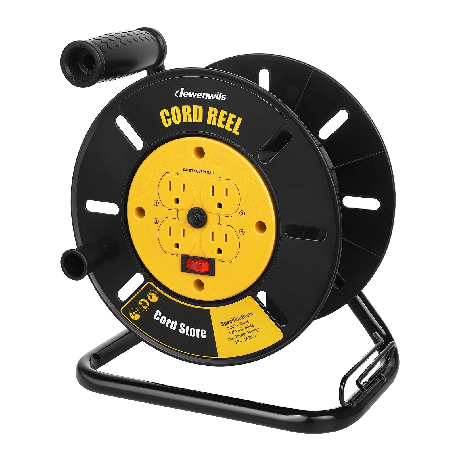 DEWENWILS Electrical Cord Extension Storage Reel with 4 Outlets Integrated Cord gallery