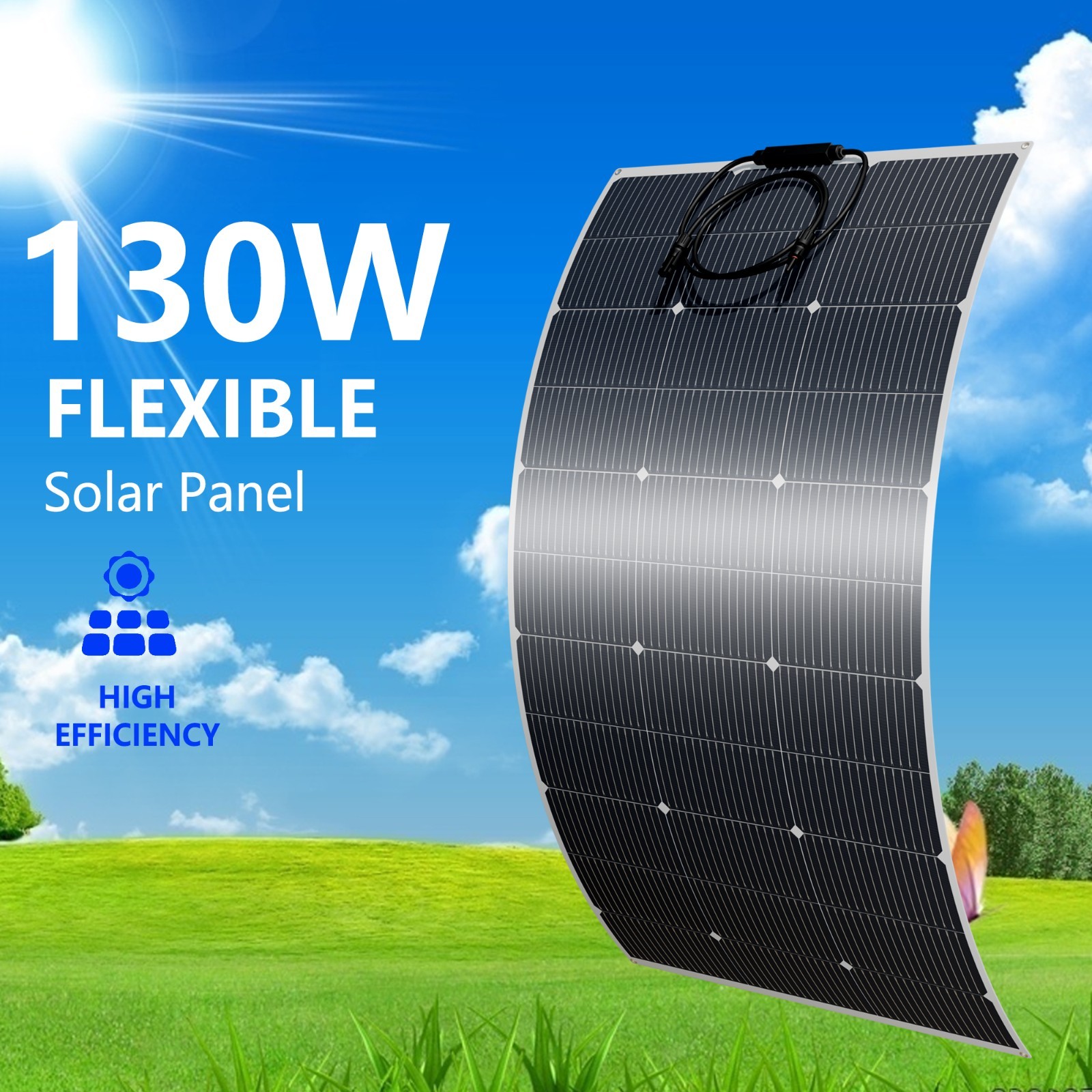 130W 18V Flexible Solar Panel Waterproof IP67 Monocrystalline Solar Cell Power gallery