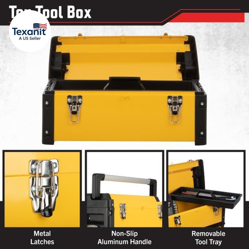 Rolling Tool Box with Wheels - Stackable Tool Box Organizer - Portable Metal Too gallery