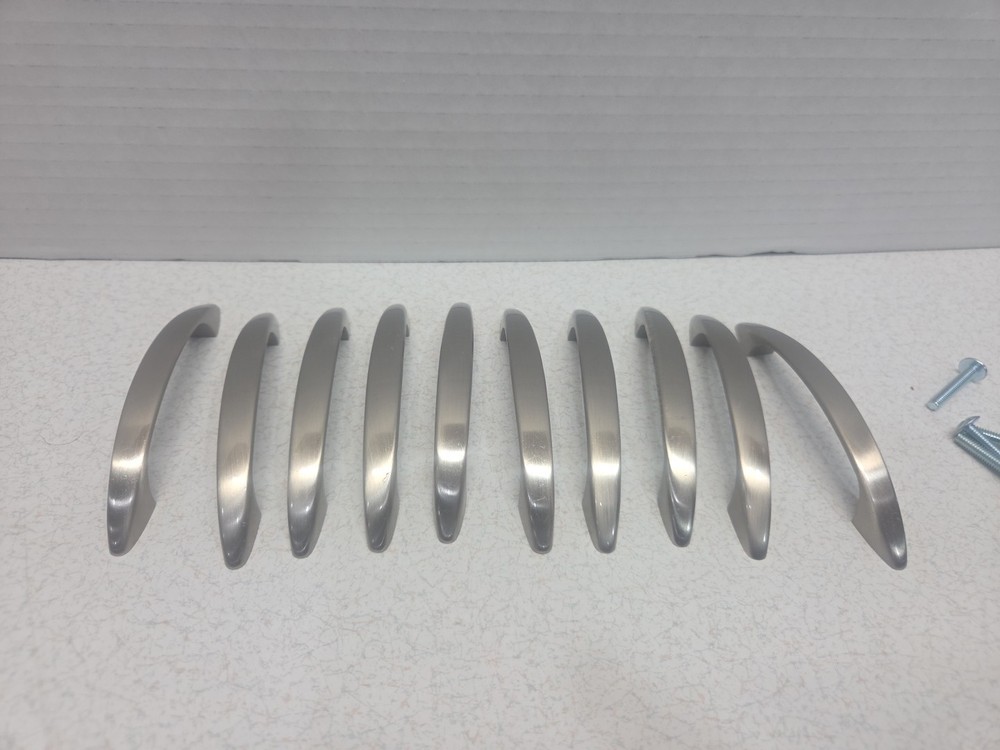 Arch Shaped Pull Handles Kitchen Bath Cabinet Hardware Brushed Nickel Set Of 10