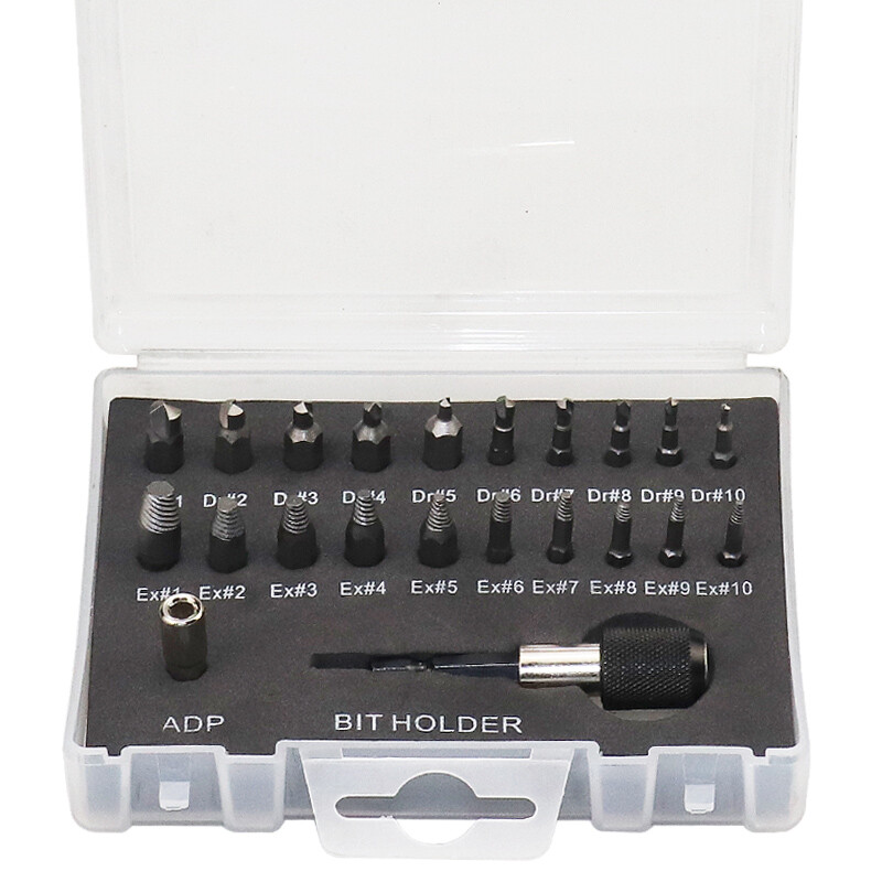 22* Broken Screw Extractor Remover Set Damaged Stripped Easy Out Drill Bits Bolt gallery