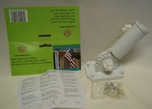 Wall Mount Flag Pole Bracket Heavy-Duty Aluminum with Adjustable Design (White) gallery