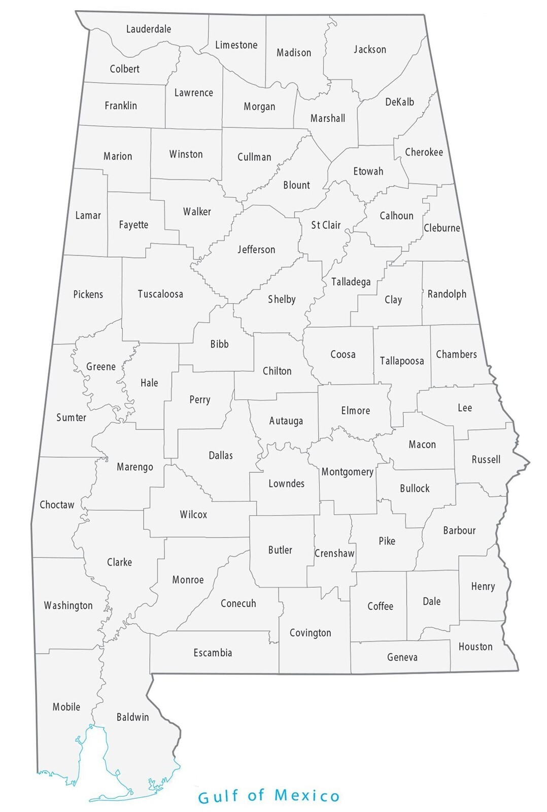 Alabama County Map GLOSSY POSTER PICTURE PHOTO PRINT BANNER 12003 gallery