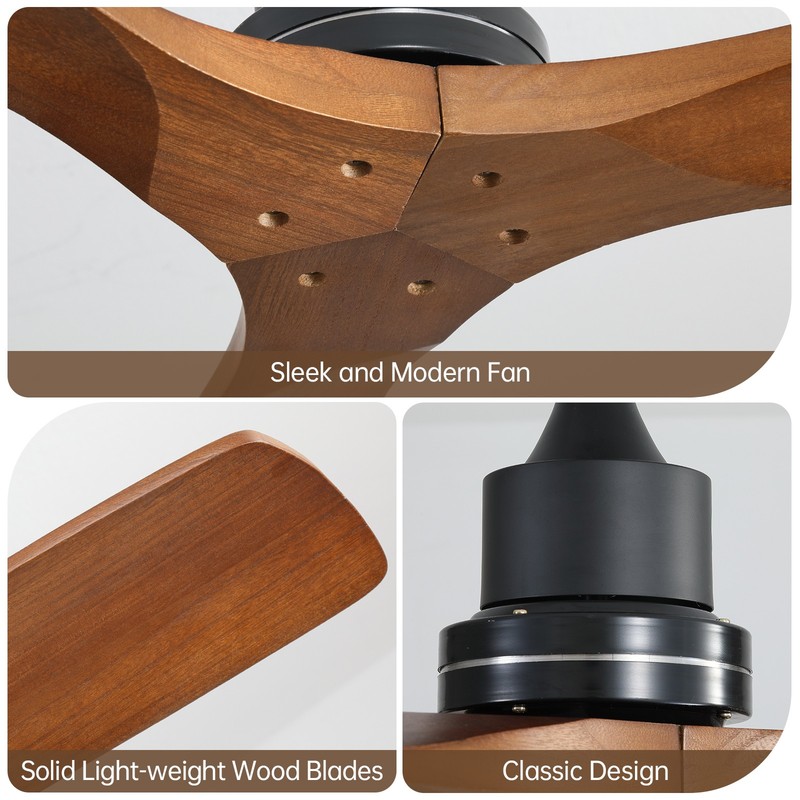 Sofucor 52in Solid Wood Ceiling Fan w/Remote High CFM Ceiling Fan Indoor Outdoor gallery