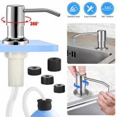 Brass Brushed Nickel Soap Dispenser 47″Extension Tube Kit for Kitchen Sink Pump