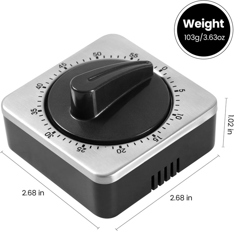Mechanical Kitchen Timer Magnetic Stainless Steel Visual Countdown Cooking Alarm gallery