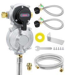 QCC1 2 Stage Automatic Changeover Regulator, 2×1.5FT + 4FT Hose Kit for RVs-USA