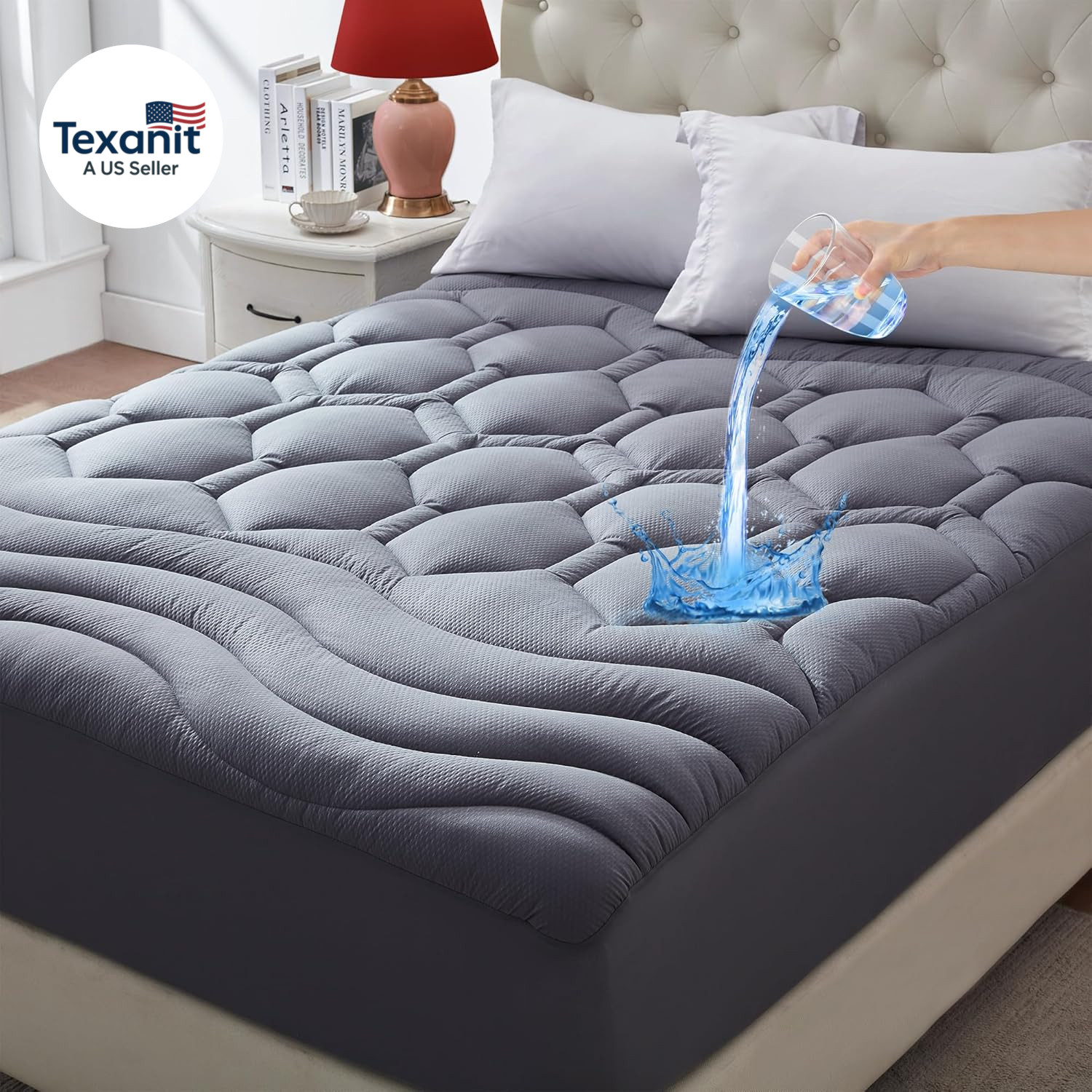 King Size Mattress Pad Waterproof, Cooling Mattress Topper Noiseless, Leak Proof gallery
