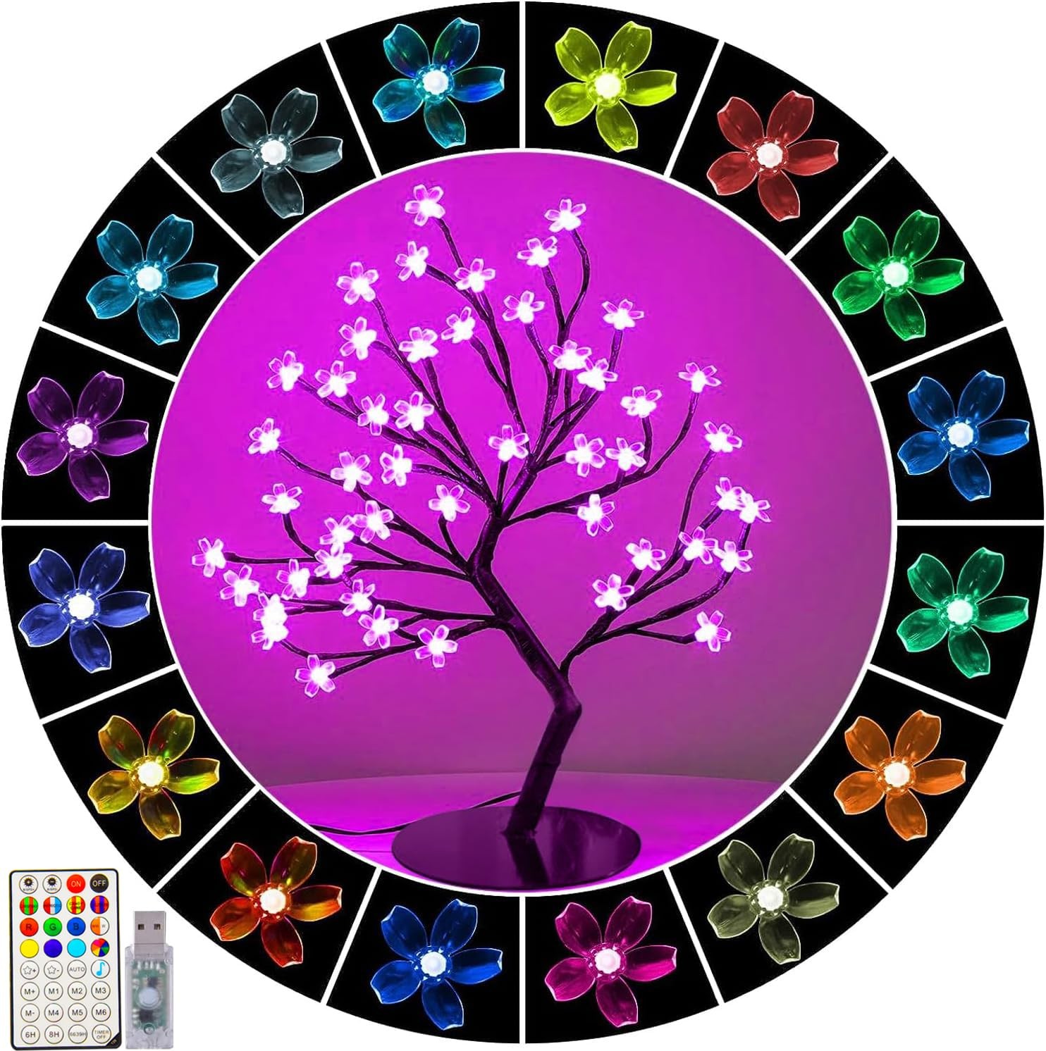48 LED Cherry Blossom Tree Light ColorChanging Lamp Artificial Bonsai Remote gallery