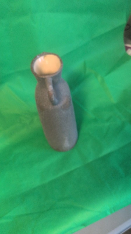 Rustic Textured Matte Gray Ceramic Vase with Two Handles gallery