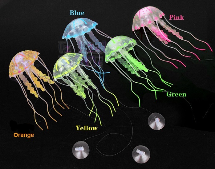5pcs Color Glowing Effect Artificial Jellyfish for Aquarium Fish Tank Decorate gallery