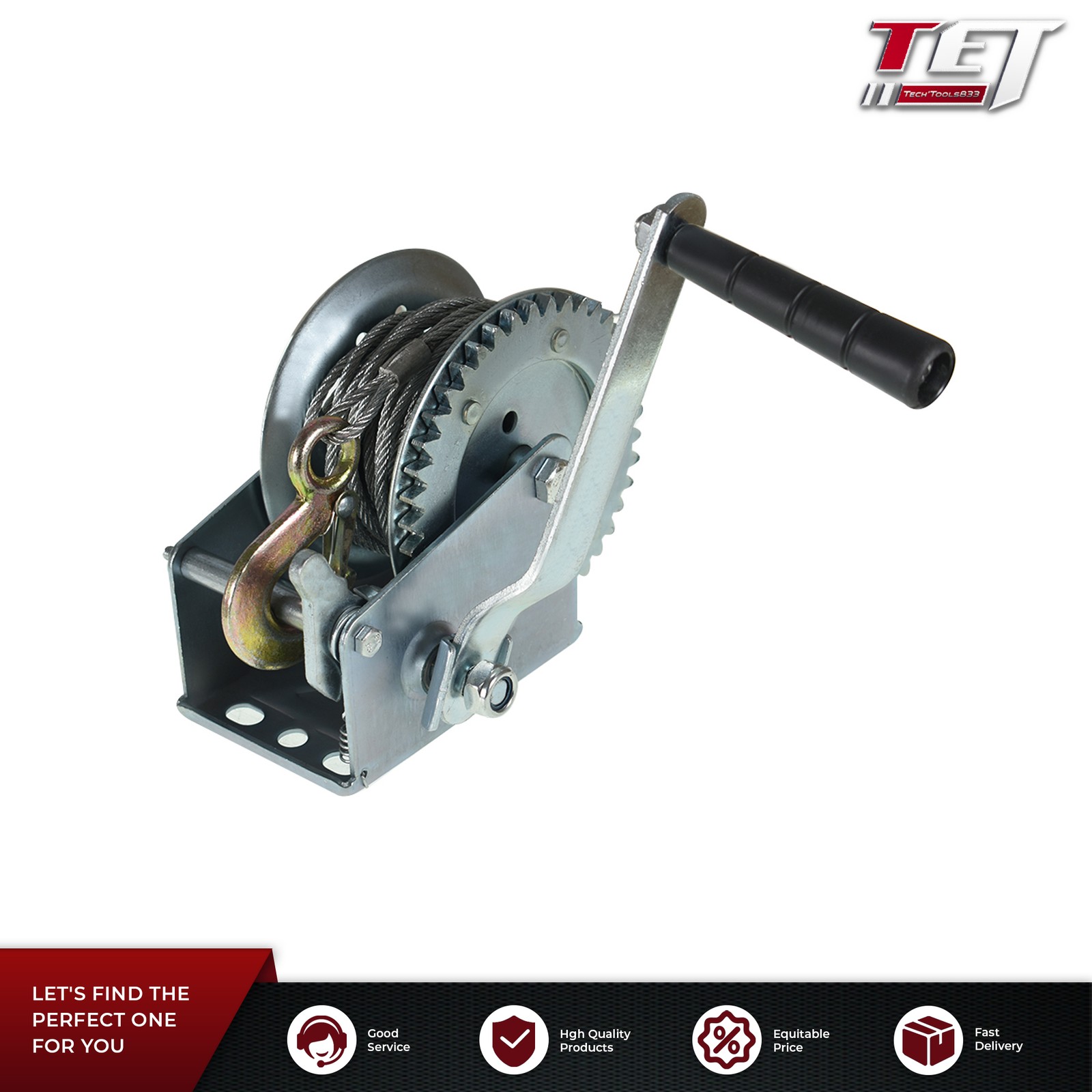 Hand Winch 4.0mm*10m Rope High Carbon Steel For Trailer Boat ATV 1200lbs gallery