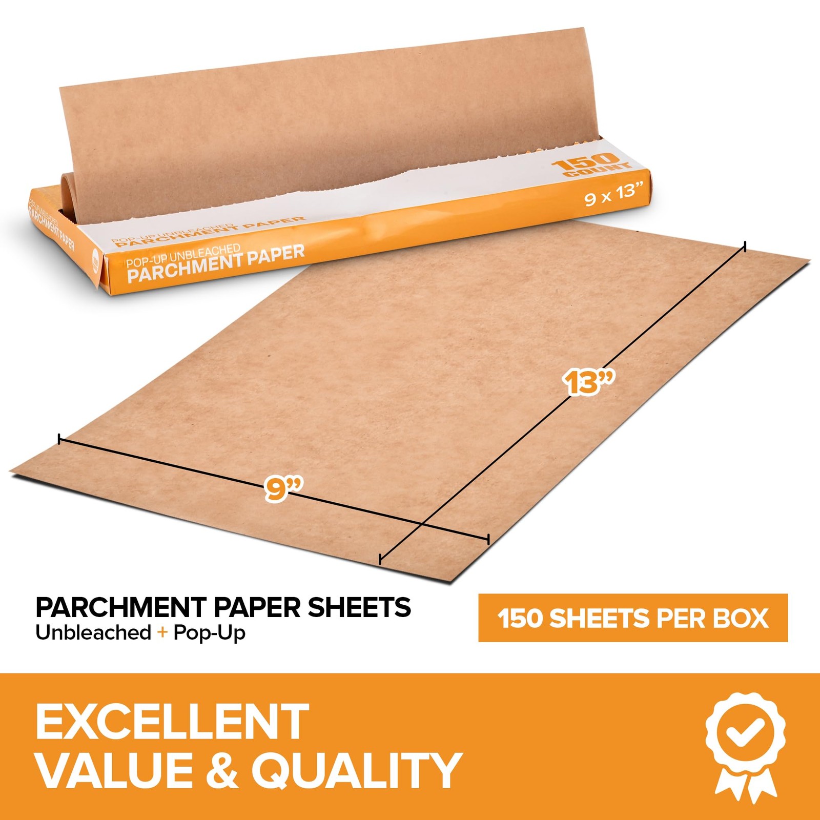 Stock Your Home 150 Ct Unbleached Parchment Paper Sheets, 9"x13”, Kraft Brown gallery