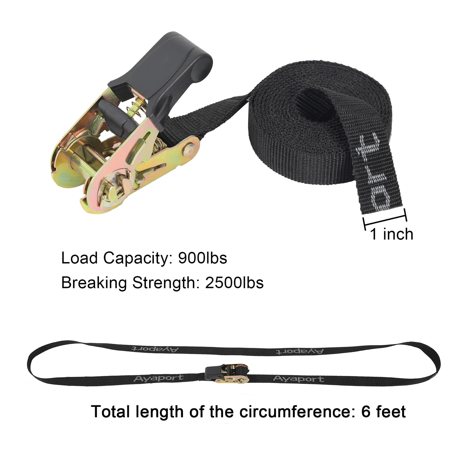 Endless Ratchet Strap 1 Inch 6 Feet 2500lbs Break Strength no Hook Small Short gallery