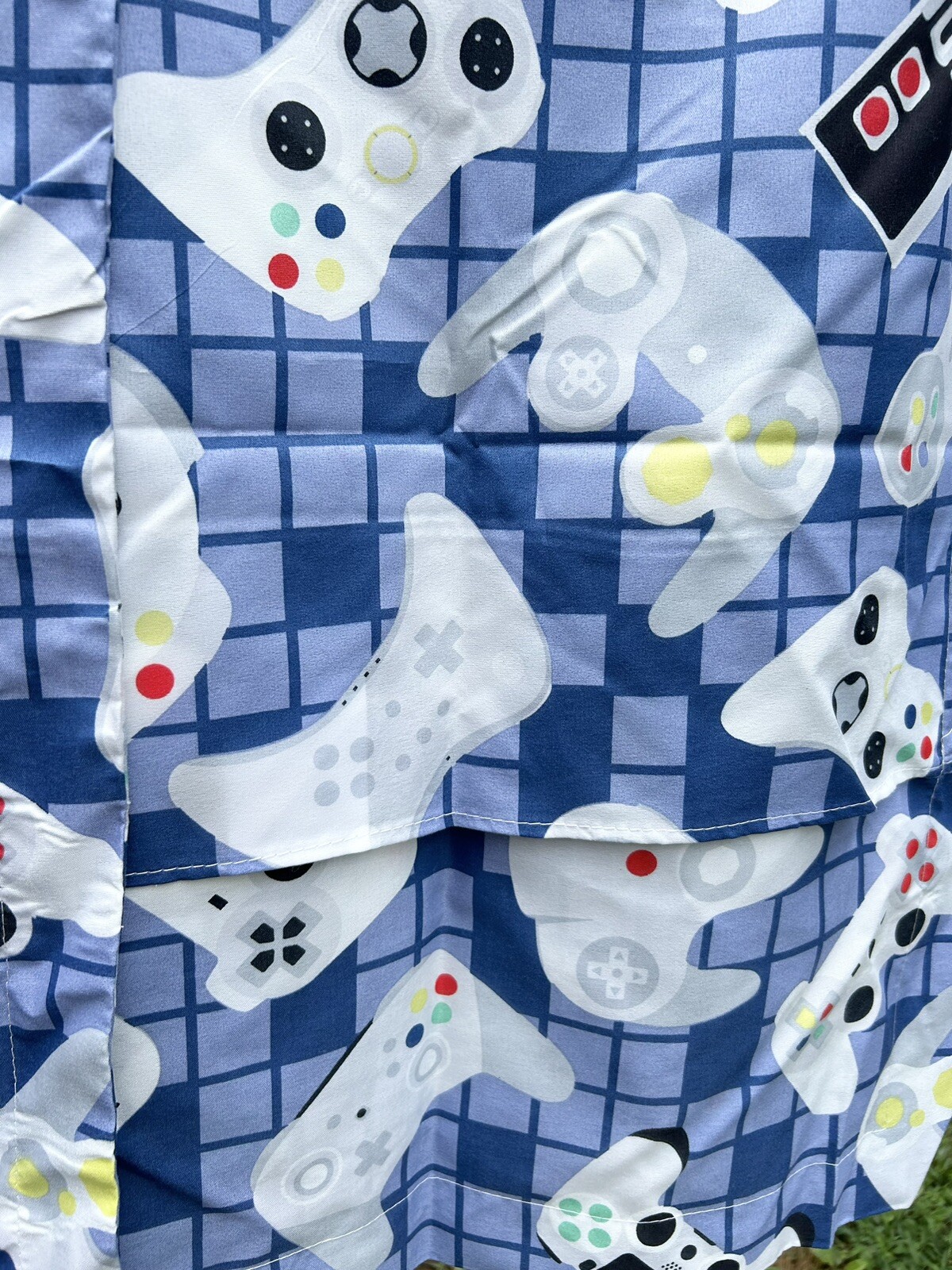 Video Game Controllers Pillow Shams SET/2 Standard Size Gaming Blue Gingham gallery