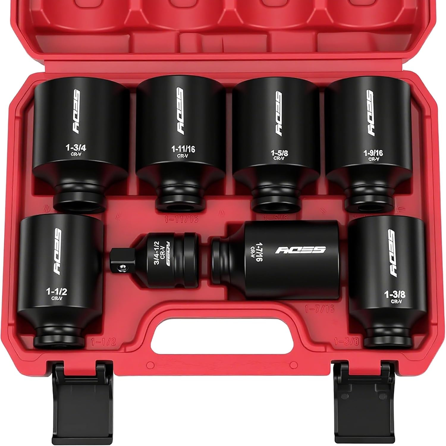 SAE Deep Impact Socket Set 8-Piece 1/2-Inch Drive Wheel Axle Nut Wrench Large So gallery