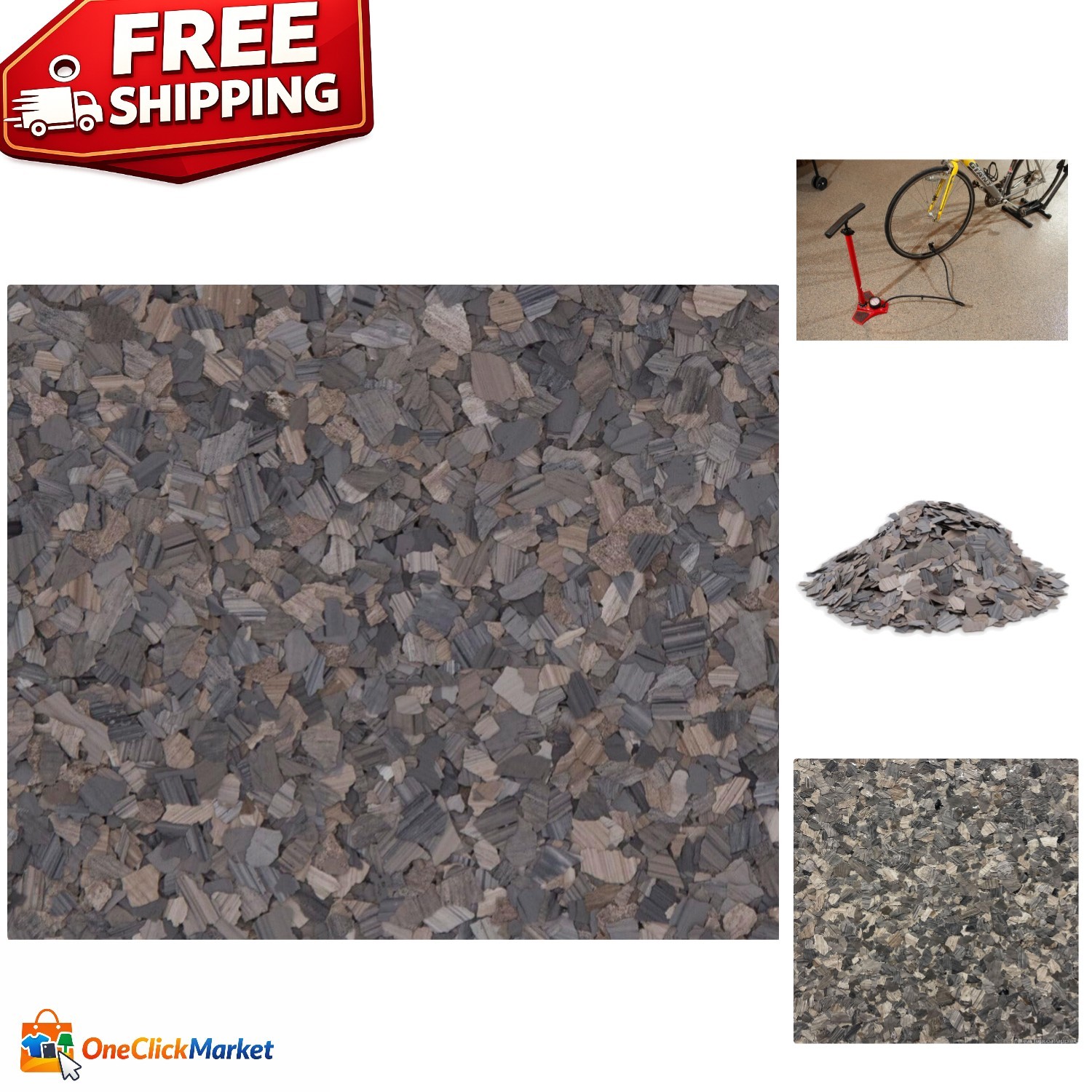 Versatile 1/4" Natural Stone Look Floor Coating Flakes for Garages & Showrooms gallery