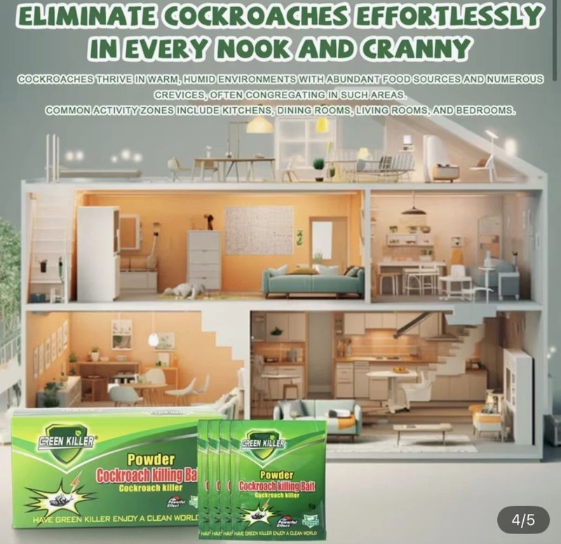 Cockroach killing Bait powder 10 packets poison kills insects Ants bugs… gallery