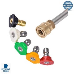 5-Pack High-Pressure Washer Nozzle Tips Set, 4500 PSI, Multi-Angle, Stainless…