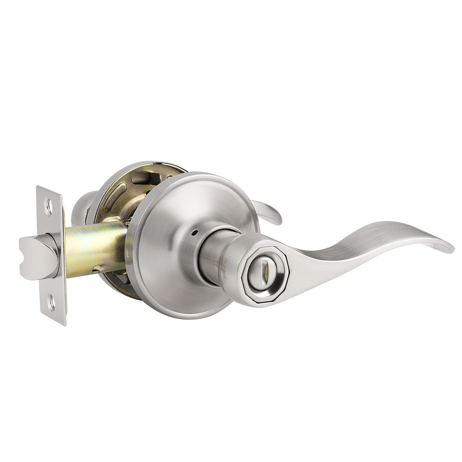 Brushed Nickel Round Door Knobs Privacy Passage Wave Door Levers Entry Locks gallery