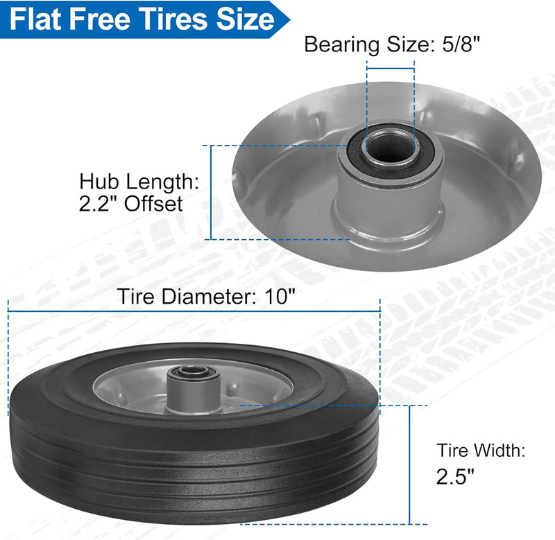 10" X 2.5" Flat Free Solid Rubber Tires 10 Inch Hand Truck Solid Wheels Replacem gallery
